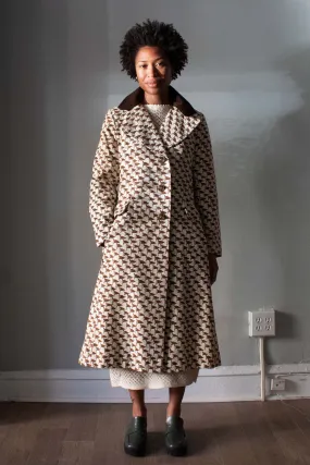 Main Street by Tom Fallon Brown and White Textured Cotton Flag Print Jacket