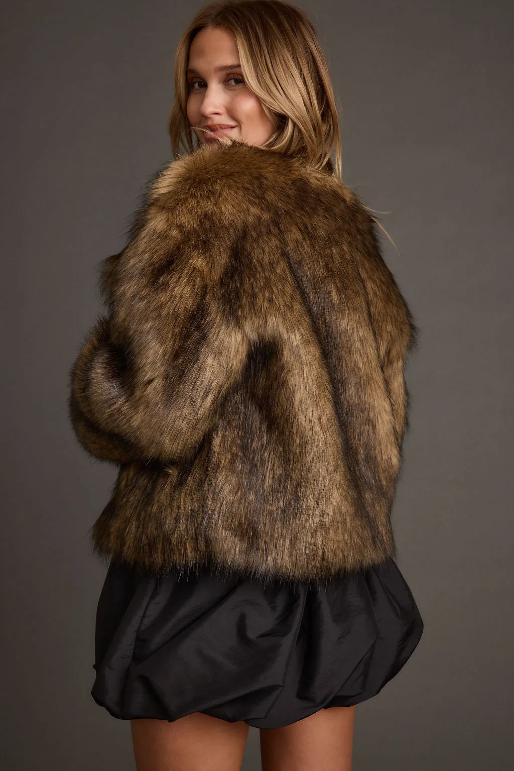 Misty Brown Faux Fur Coat