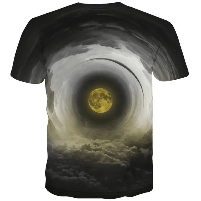 Moon T shirts Men Space T shirts Funny Novel Tshirts Casual Black T-shirts 3d