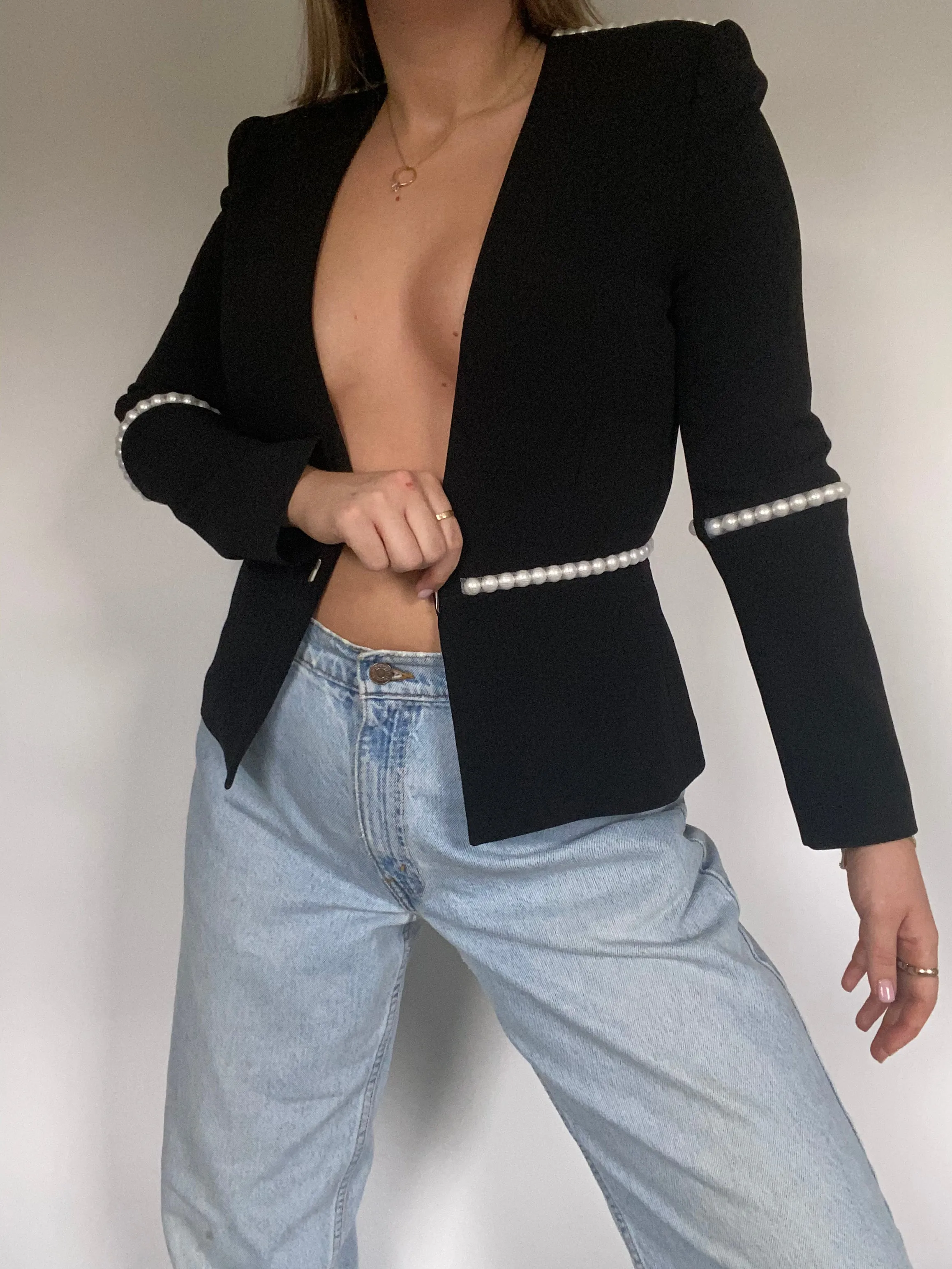 Mugler Feminine Pearl Blazer Size S
