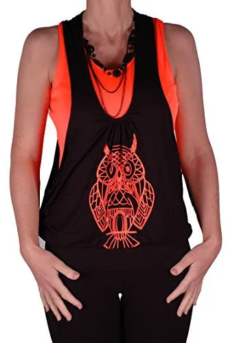 Owl Print Neon  Beaded Tops