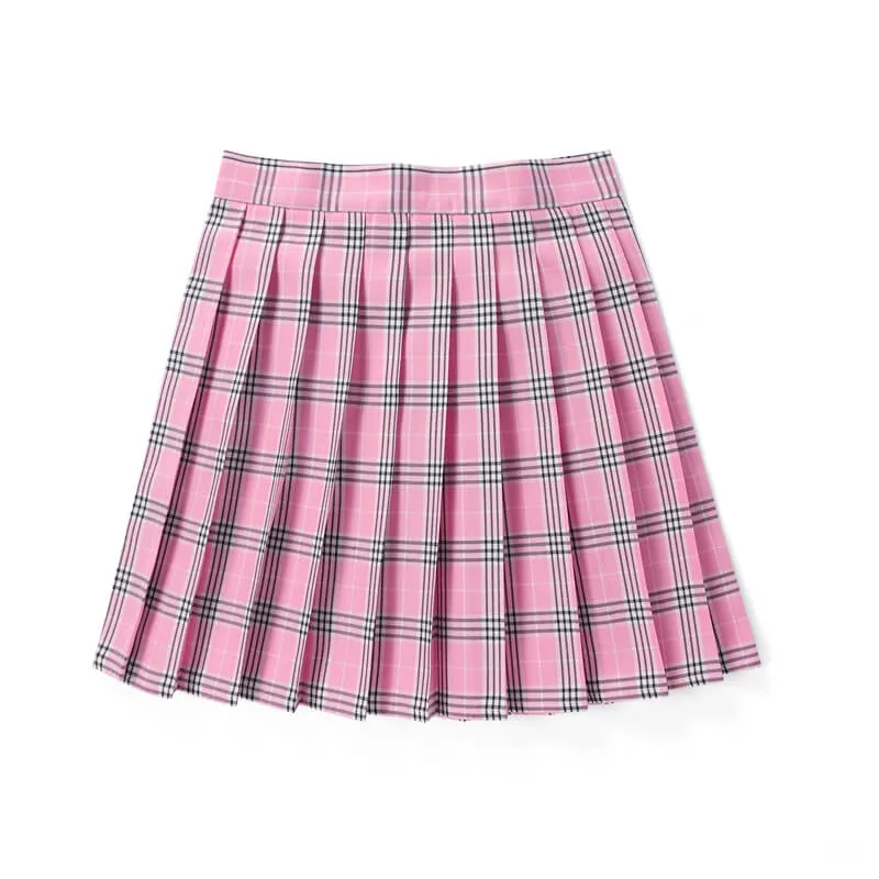 [Peony Pink] Jk vintage plaid seifuku uniform skirt
