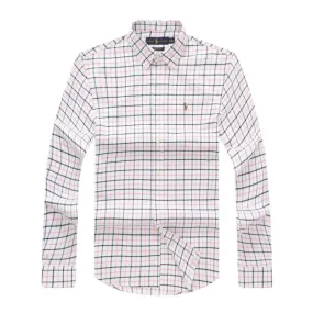 PRL Classic Fit Striped Oxford Shirt-Pink