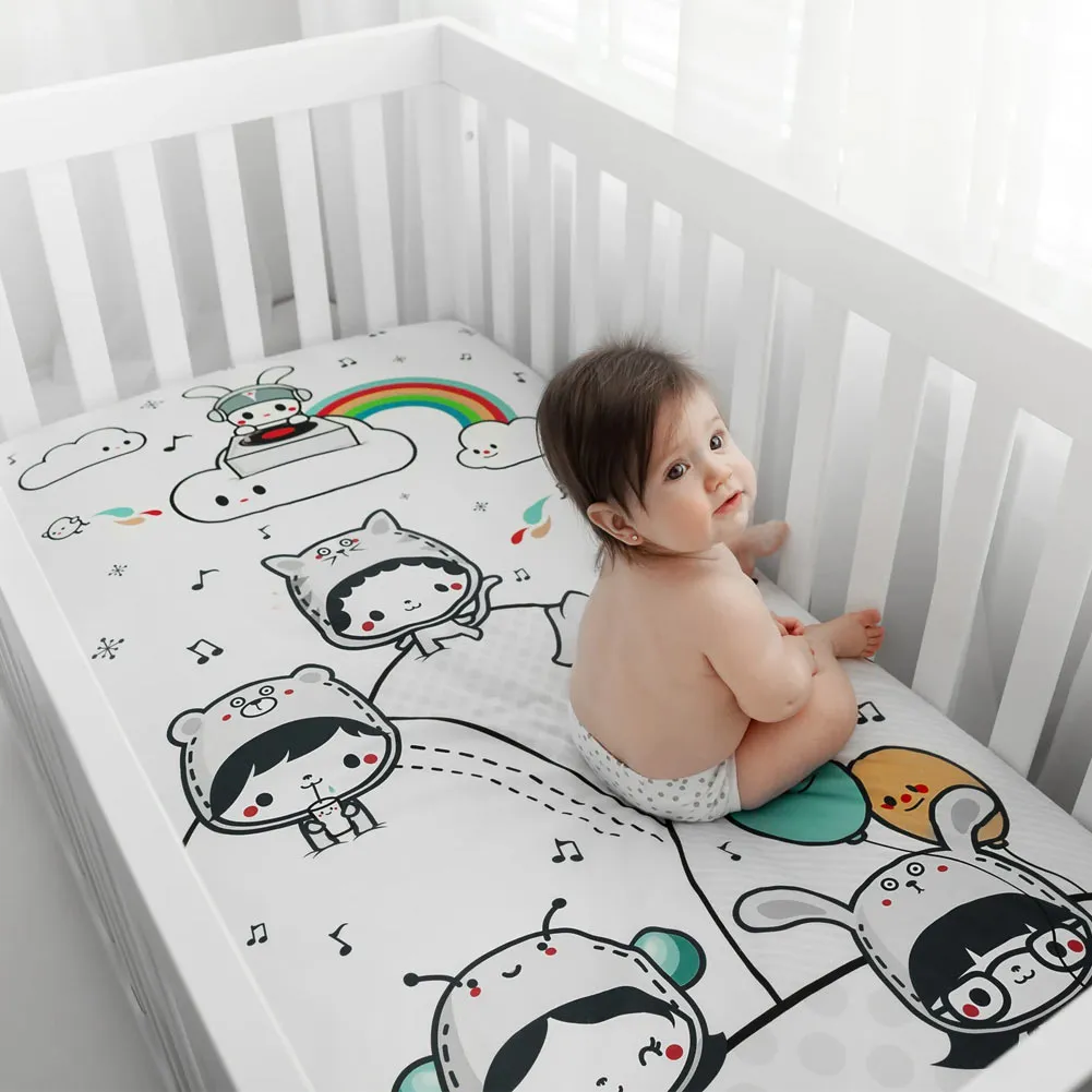 Rookie Humans 100% Organic Cotton Sateen Crib Sheet - Party In My Crib