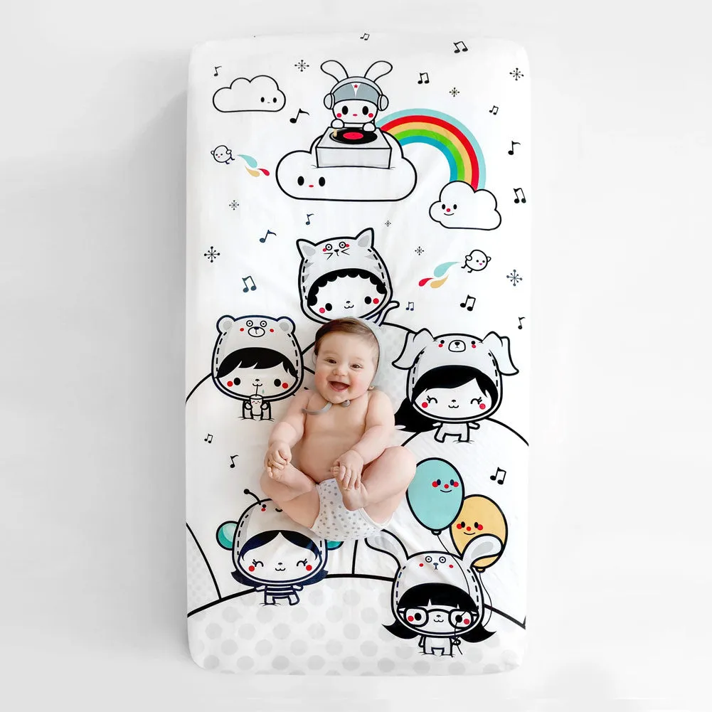 Rookie Humans 100% Organic Cotton Sateen Crib Sheet - Party In My Crib