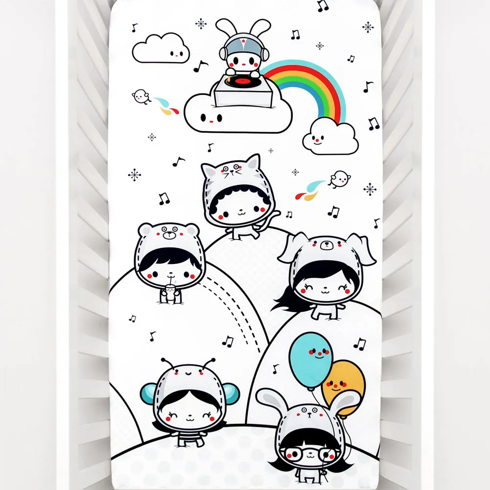 Rookie Humans 100% Organic Cotton Sateen Crib Sheet - Party In My Crib