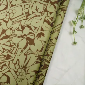 Sharp Green-Brown Color Printed Twill Silk Fabric