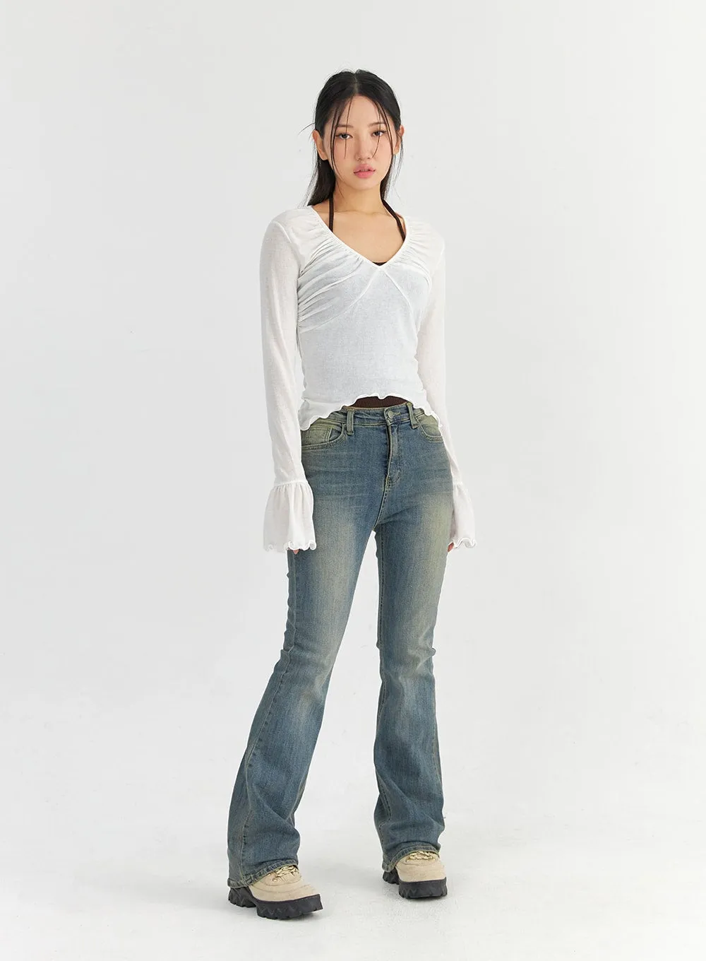 Slim Washed Bootcut Jeans CO327