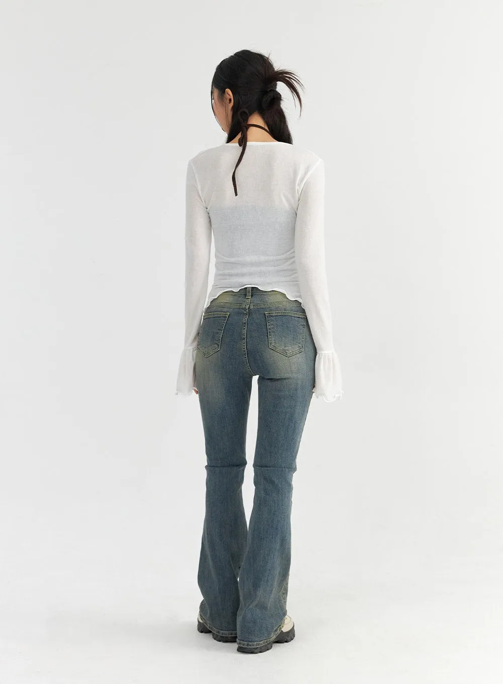 Slim Washed Bootcut Jeans CO327