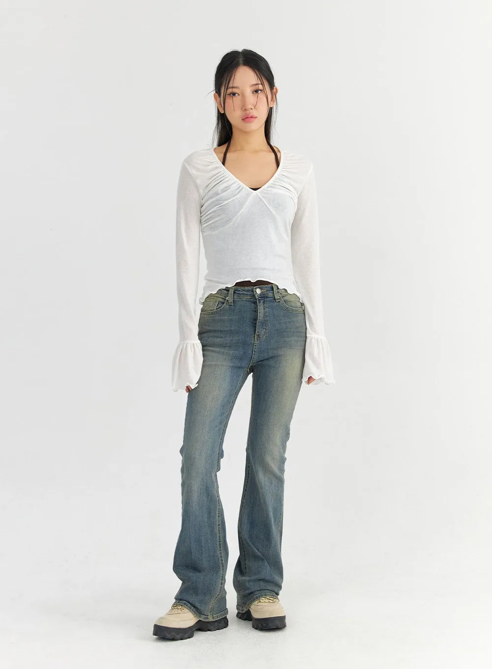 Slim Washed Bootcut Jeans CO327