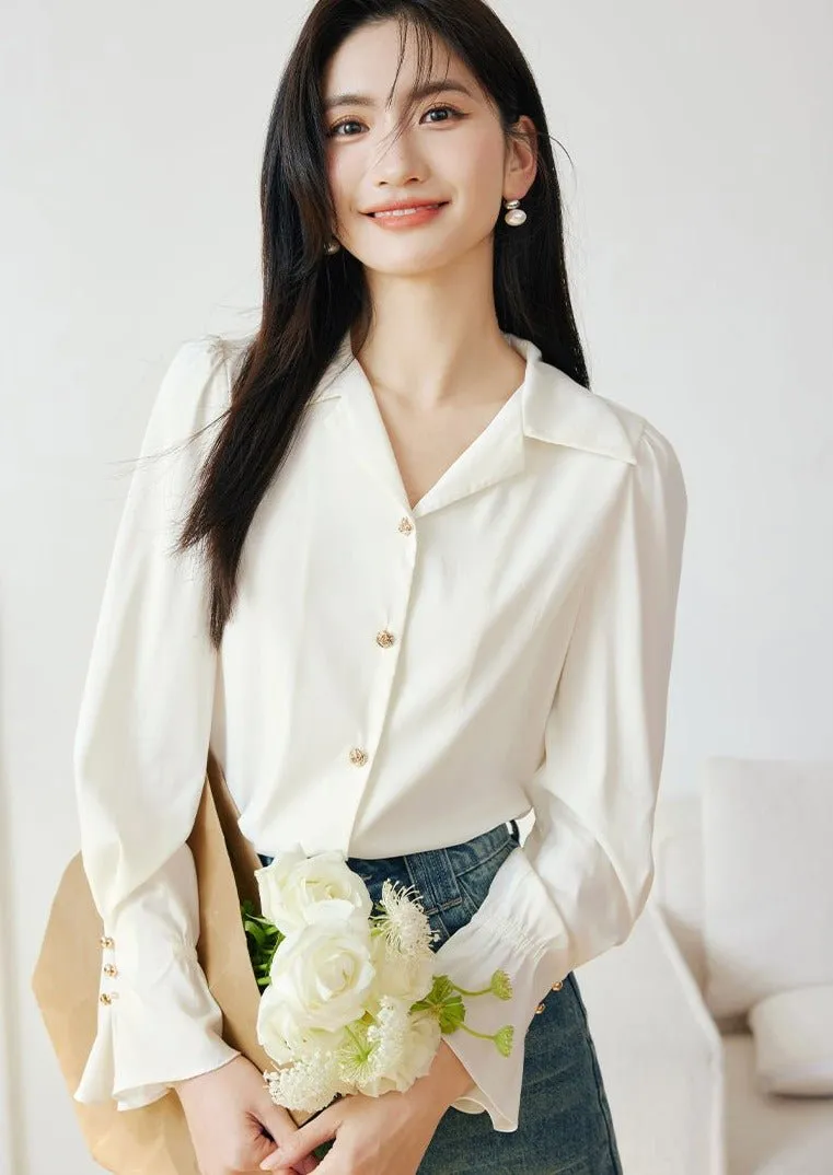 SMALL LAPEL DESIGN LONG SLEEVE SHIRT