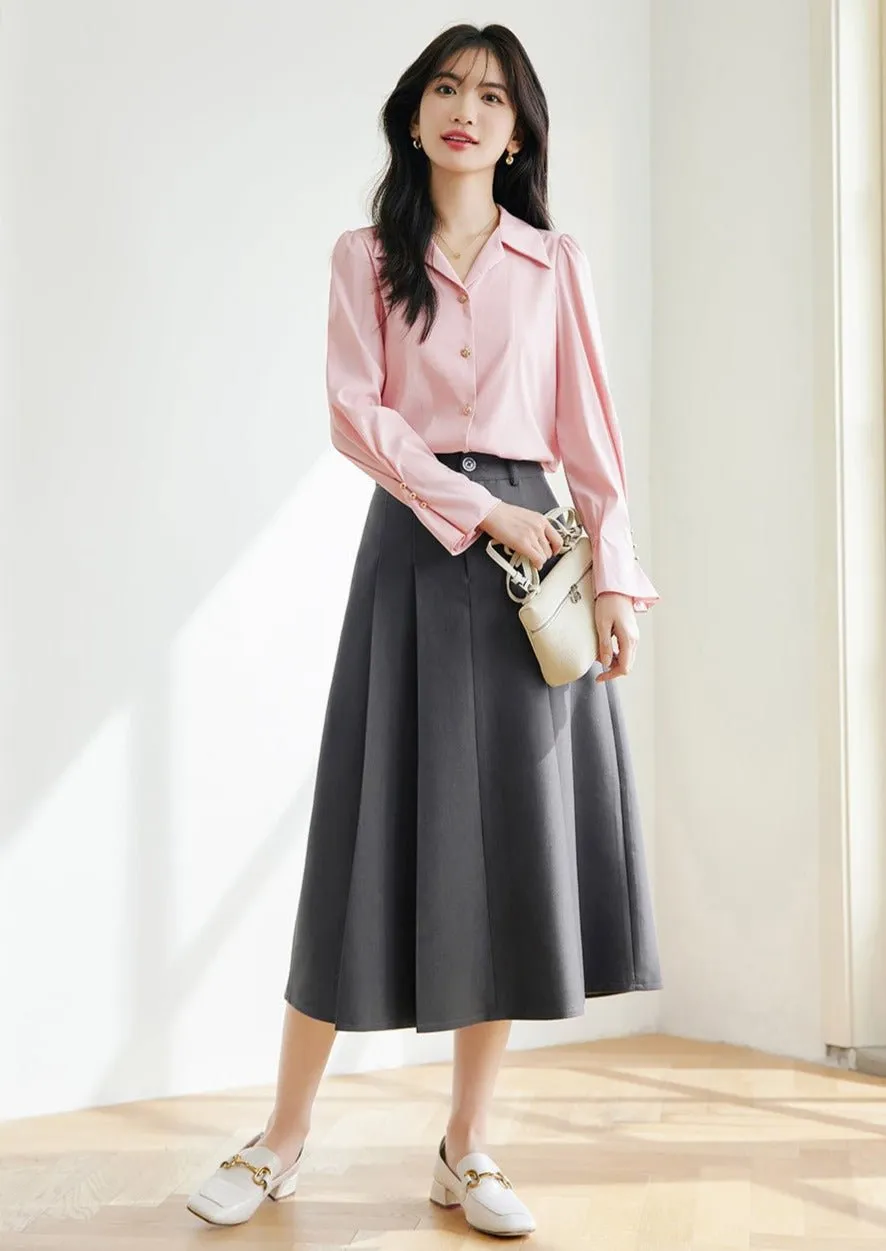 SMALL LAPEL DESIGN LONG SLEEVE SHIRT