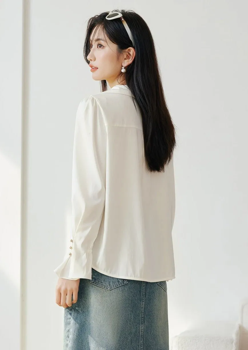 SMALL LAPEL DESIGN LONG SLEEVE SHIRT