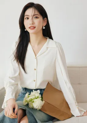 SMALL LAPEL DESIGN LONG SLEEVE SHIRT
