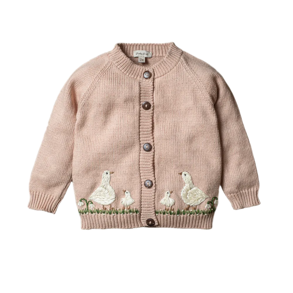 Spring Geese cardigan (Cotton) - Apricot