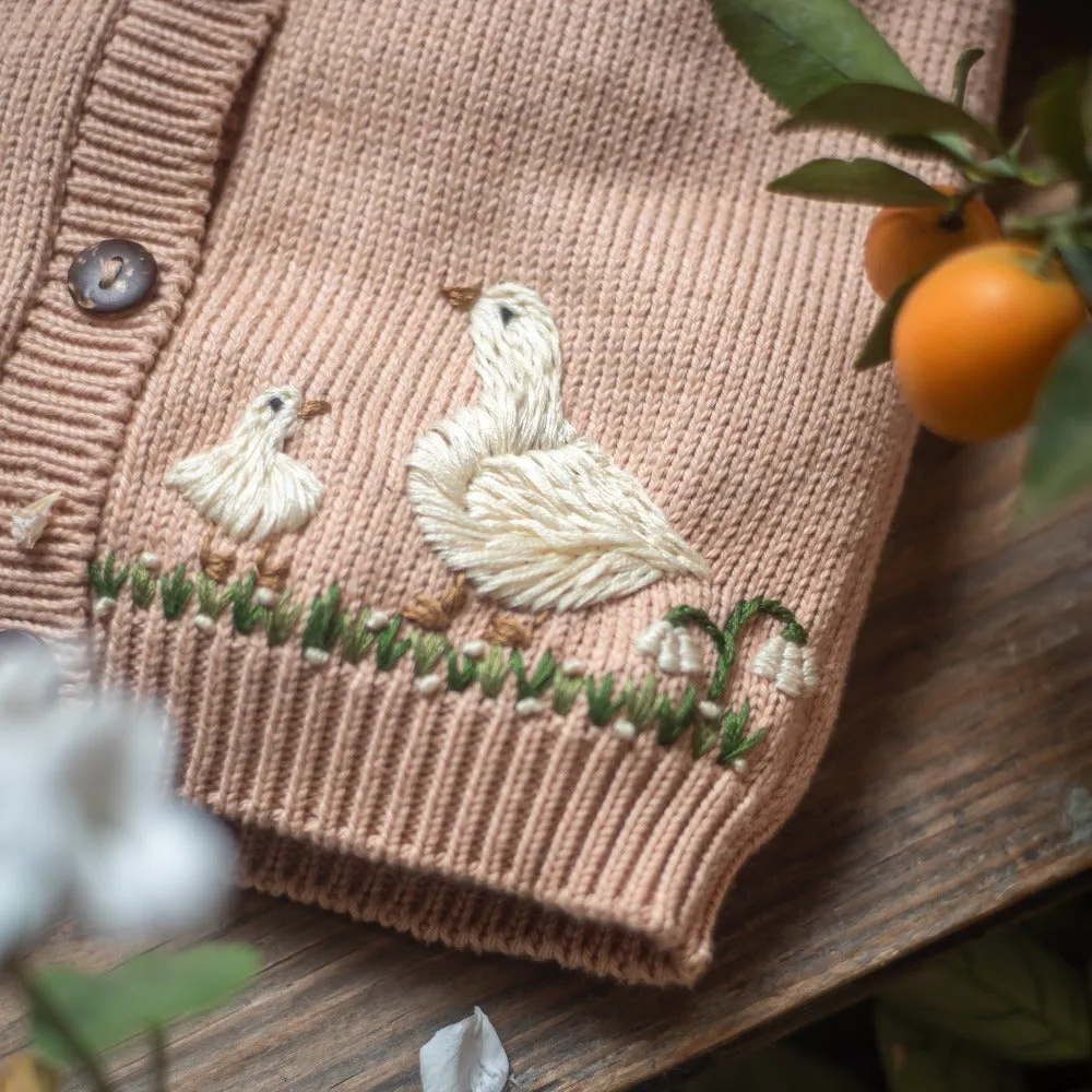 Spring Geese cardigan (Cotton) - Apricot