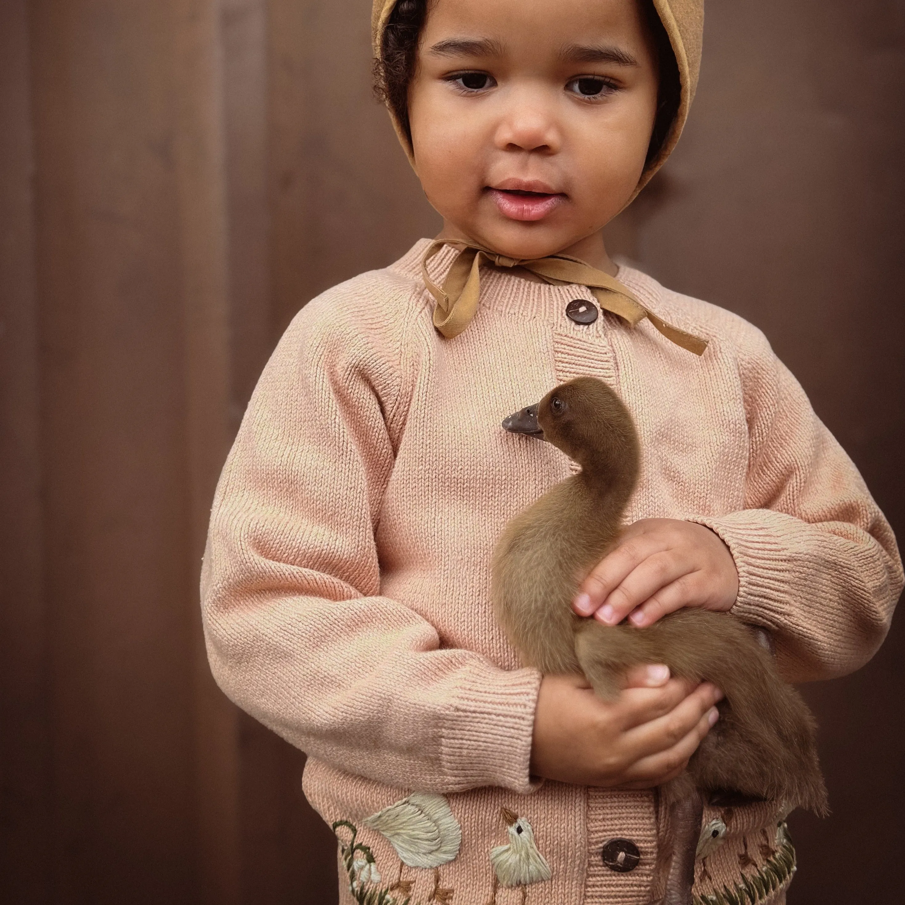 Spring Geese cardigan (Cotton) - Apricot