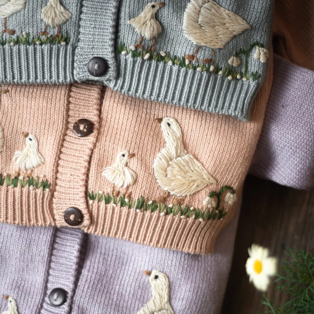 Spring Geese cardigan (Cotton) - Apricot