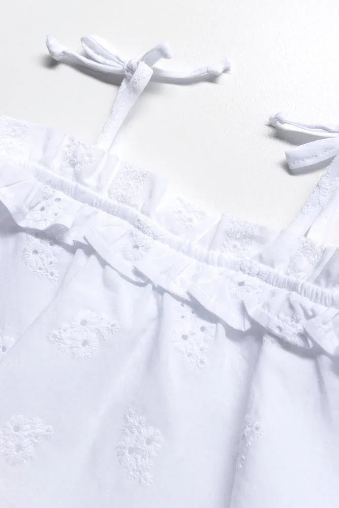 Tg Strappy Top Anglaise White