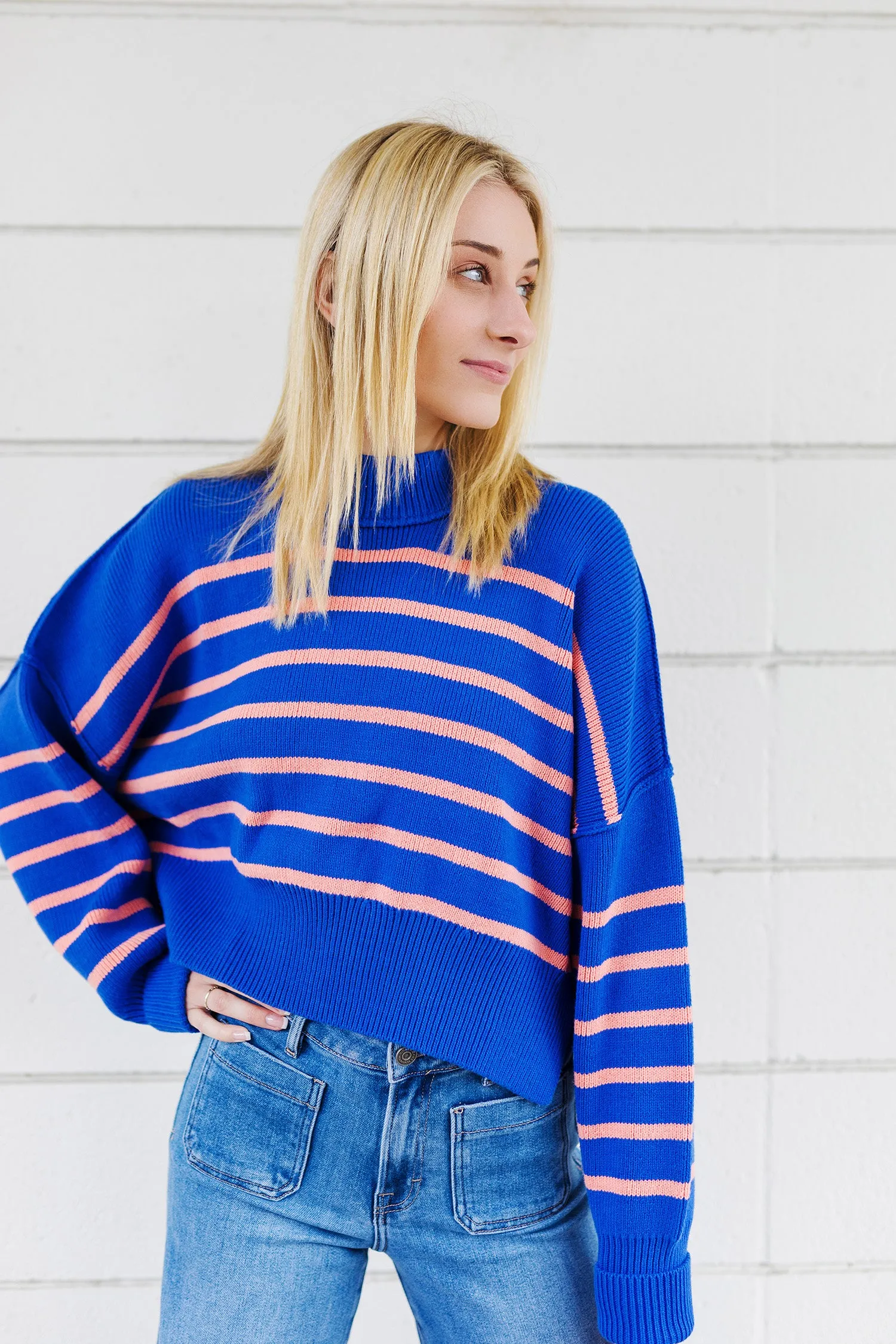 The Reaching New Heights Striped Cropped Sweater