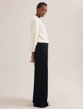 Toni Velvet Wide Leg Trouser - Black