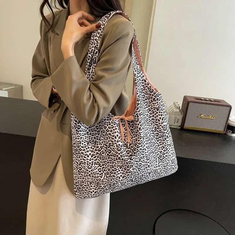 UAKISS  -  Big Leopard Cloth Underarm Tote Bags Lady Shopper Shopping Shoulder Bag for Women 2024 Winter Fashion Y2K Handbags