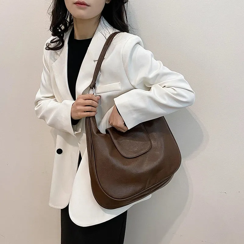 UAKISS  -  Design Retro PU Leahter Shoulder Bags for Women 2024 Winter Fashion Designer Female Hobo Bag Handbags and Purses