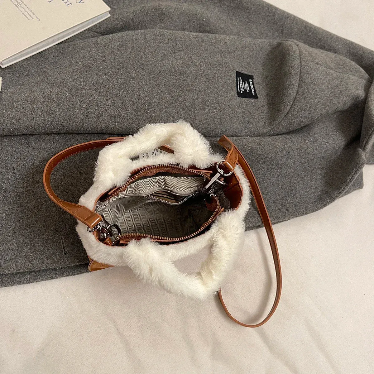 UAKISS  -  Mini Faux Fur Crossbody Bags for Women 2024 Y2K Winter Fashion Soft Shoulder Bags New Females Luxury Handbags