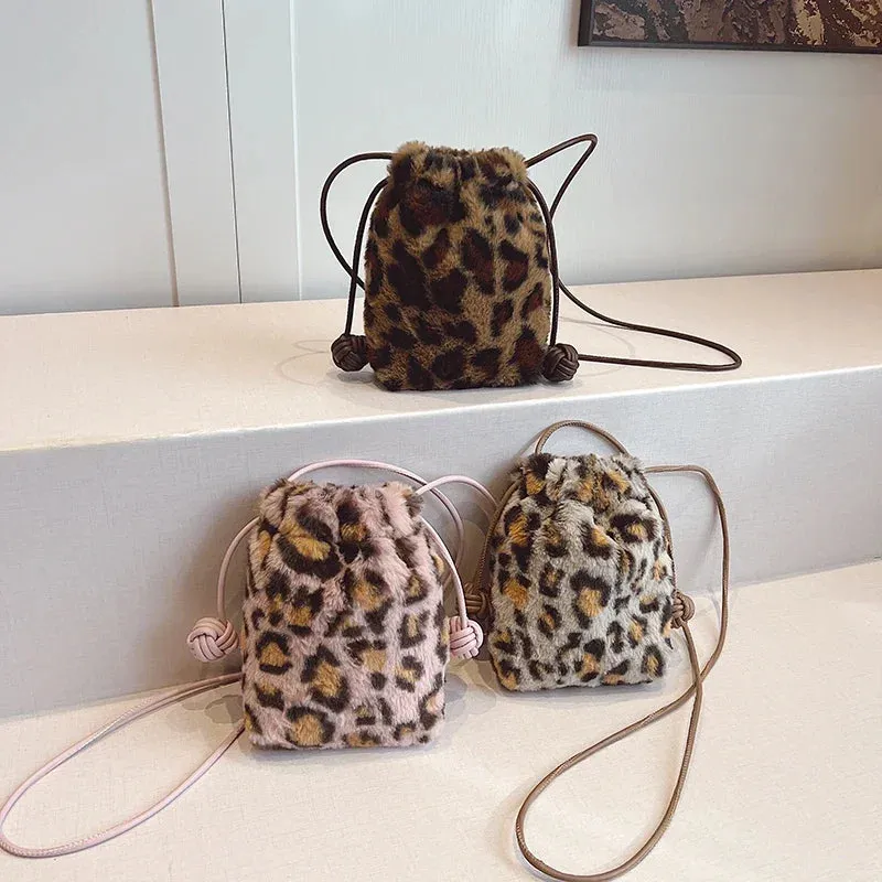 UAKISS  -  Mini Leopard Faux Fur Bags for Women 2024 Y2K Winter Fashion Crossbody Bags New Females Luxury Handbags and Purses