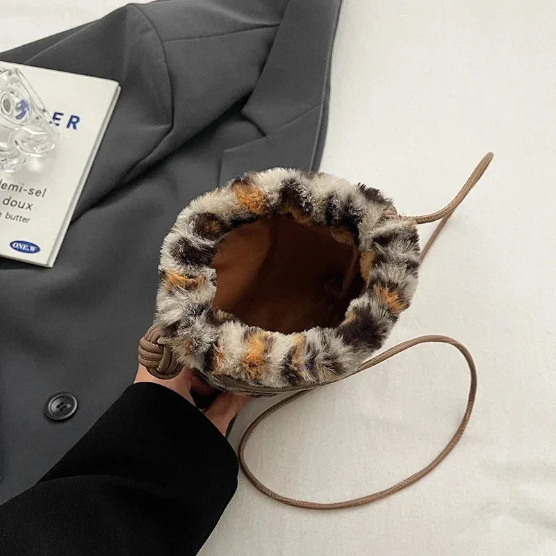 UAKISS  -  Mini Leopard Faux Fur Bags for Women 2024 Y2K Winter Fashion Crossbody Bags New Females Luxury Handbags and Purses