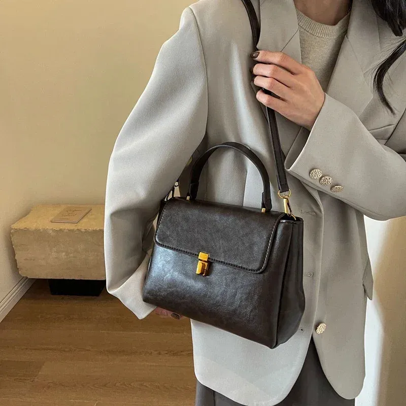 UAKISS  -  PU Leather Retro Small Crossbody Bag with Short Handle for Women  Winter Fashion Handbags and Purses Shoulder Bag