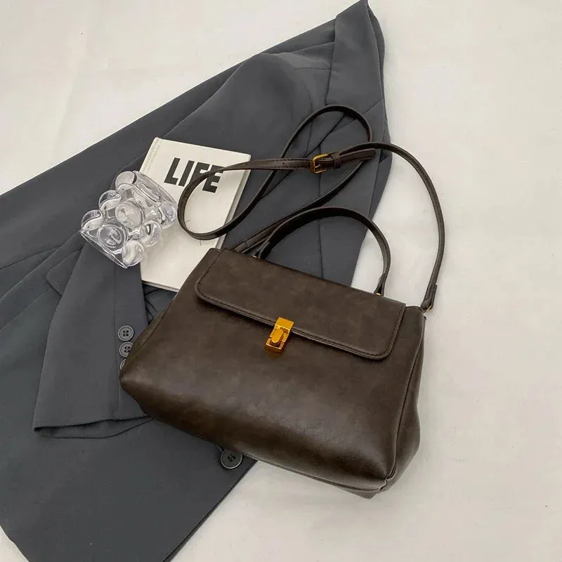 UAKISS  -  PU Leather Retro Small Crossbody Bag with Short Handle for Women  Winter Fashion Handbags and Purses Shoulder Bag