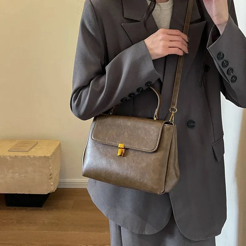 UAKISS  -  PU Leather Retro Small Crossbody Bag with Short Handle for Women  Winter Fashion Handbags and Purses Shoulder Bag