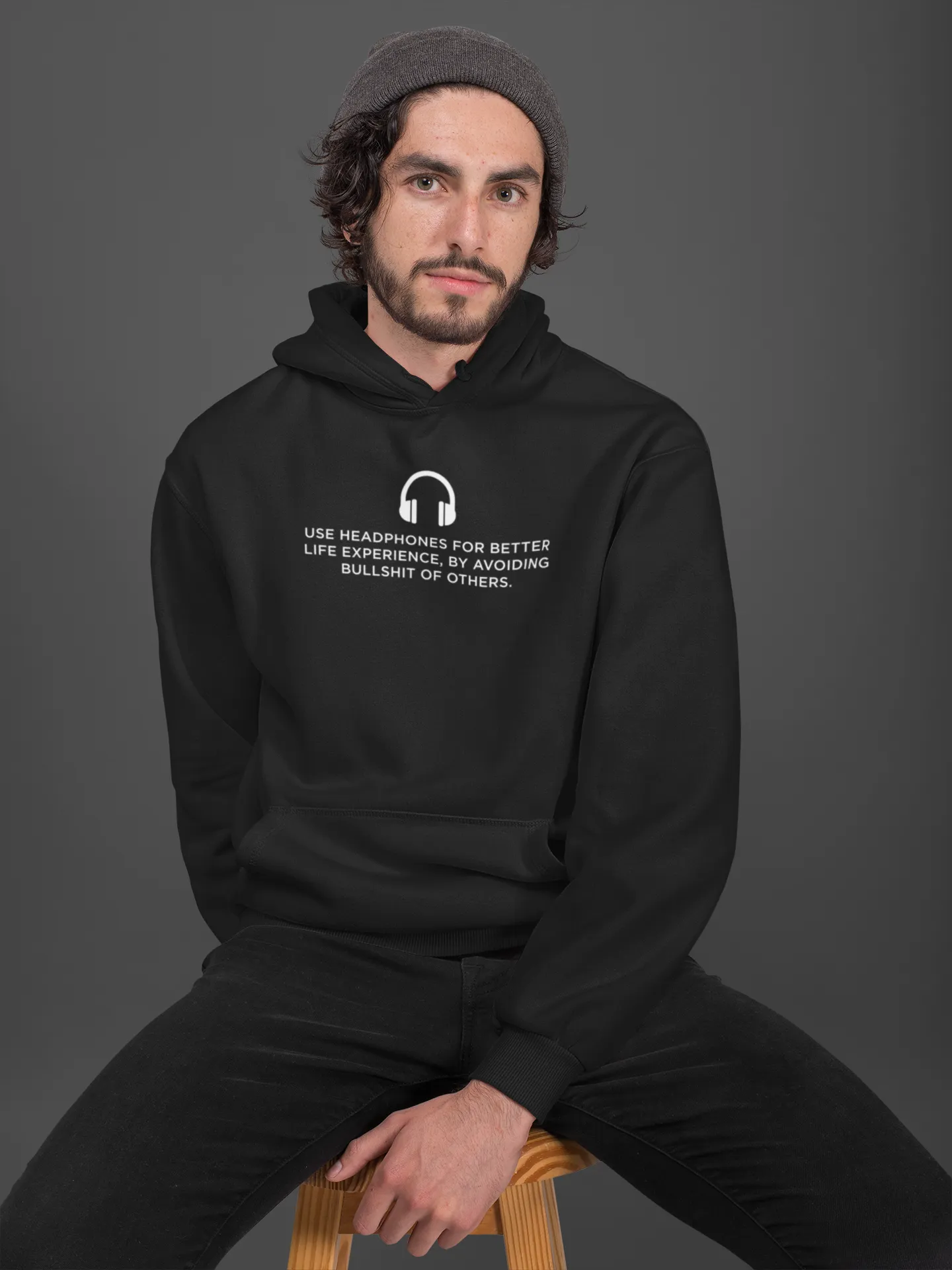 Use HeadPhones Unisex Hoodie Black