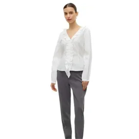 Vero Moda AWARE Vmmaci Long sleeves V-neck Ruffle Top Vma in White