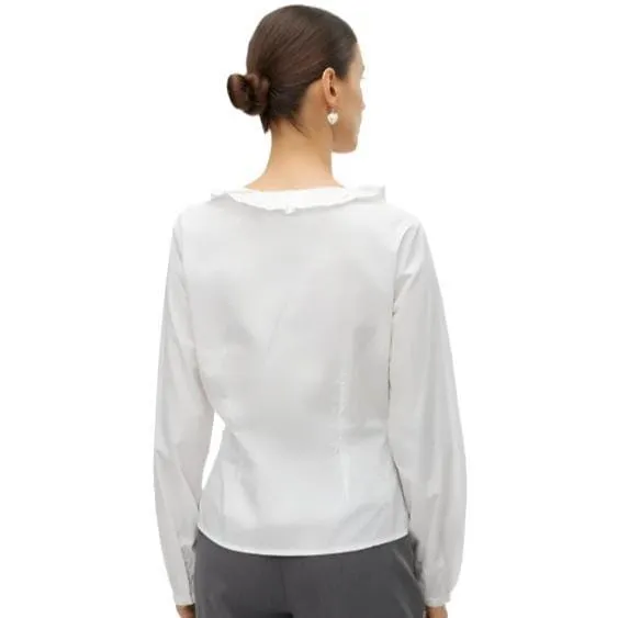 Vero Moda AWARE Vmmaci Long sleeves V-neck Ruffle Top Vma in White