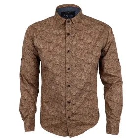 Vintage Brown Floral Print long Sleeve Shirt