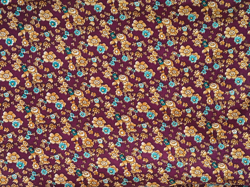 Violet & Cream Floral Digital Printed Premium Crepe Fabric