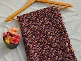 Violet & Cream Floral Digital Printed Premium Crepe Fabric