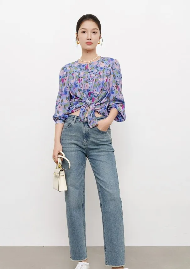 WATERCOLOR FLOWER PRINT SHIRT