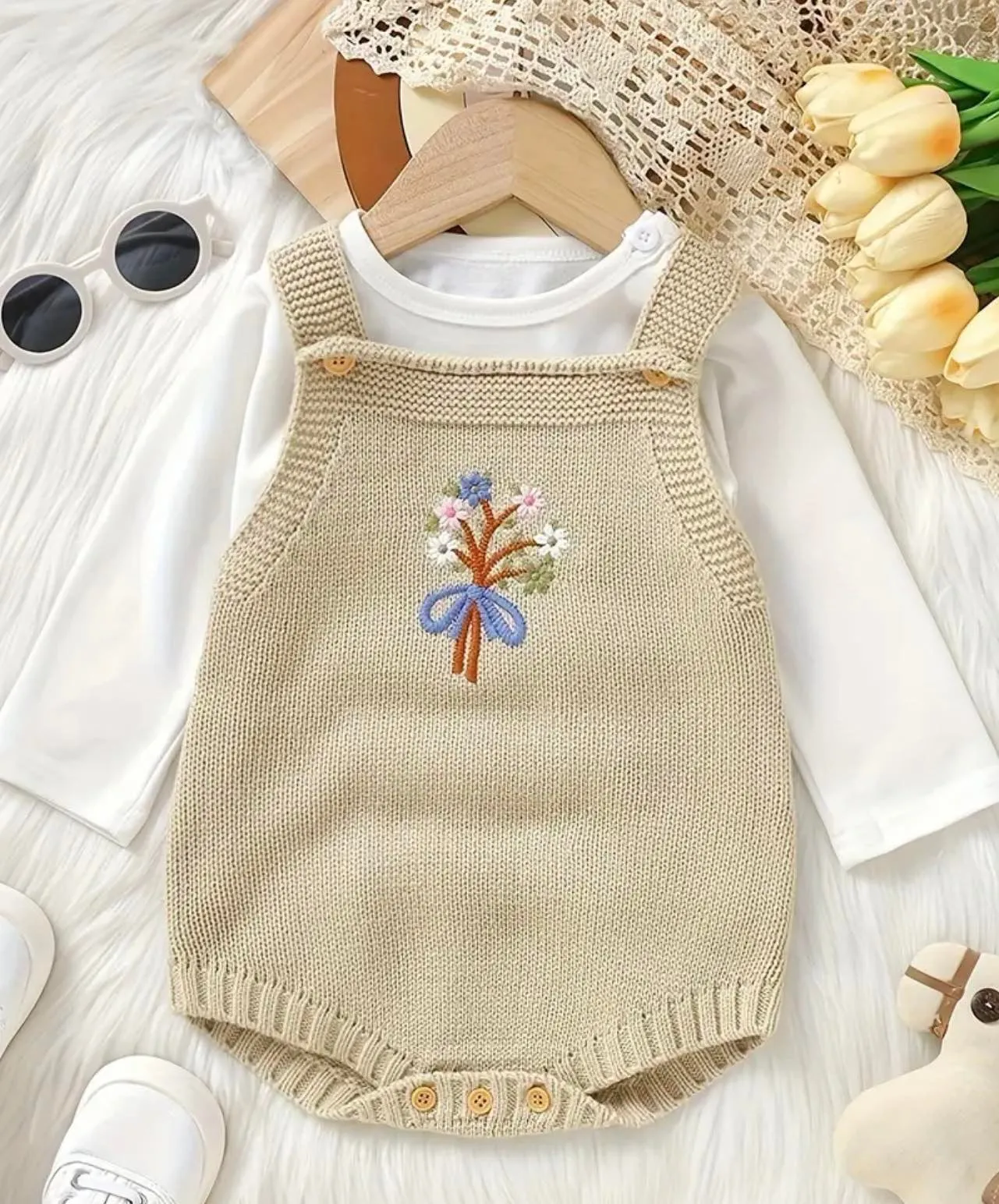 Whimsy Bouquet Knitted Romper