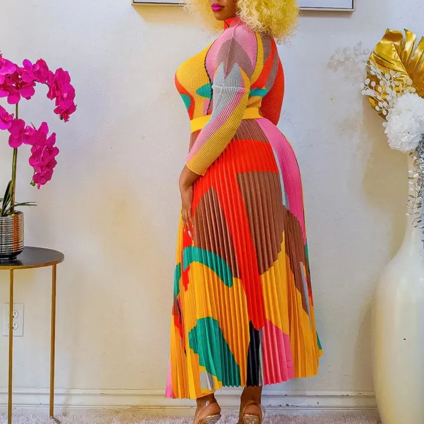 Women Ruched 2 Piece Outfit Long Sleeve T Shirt Tops High Waist Maxi Skirt