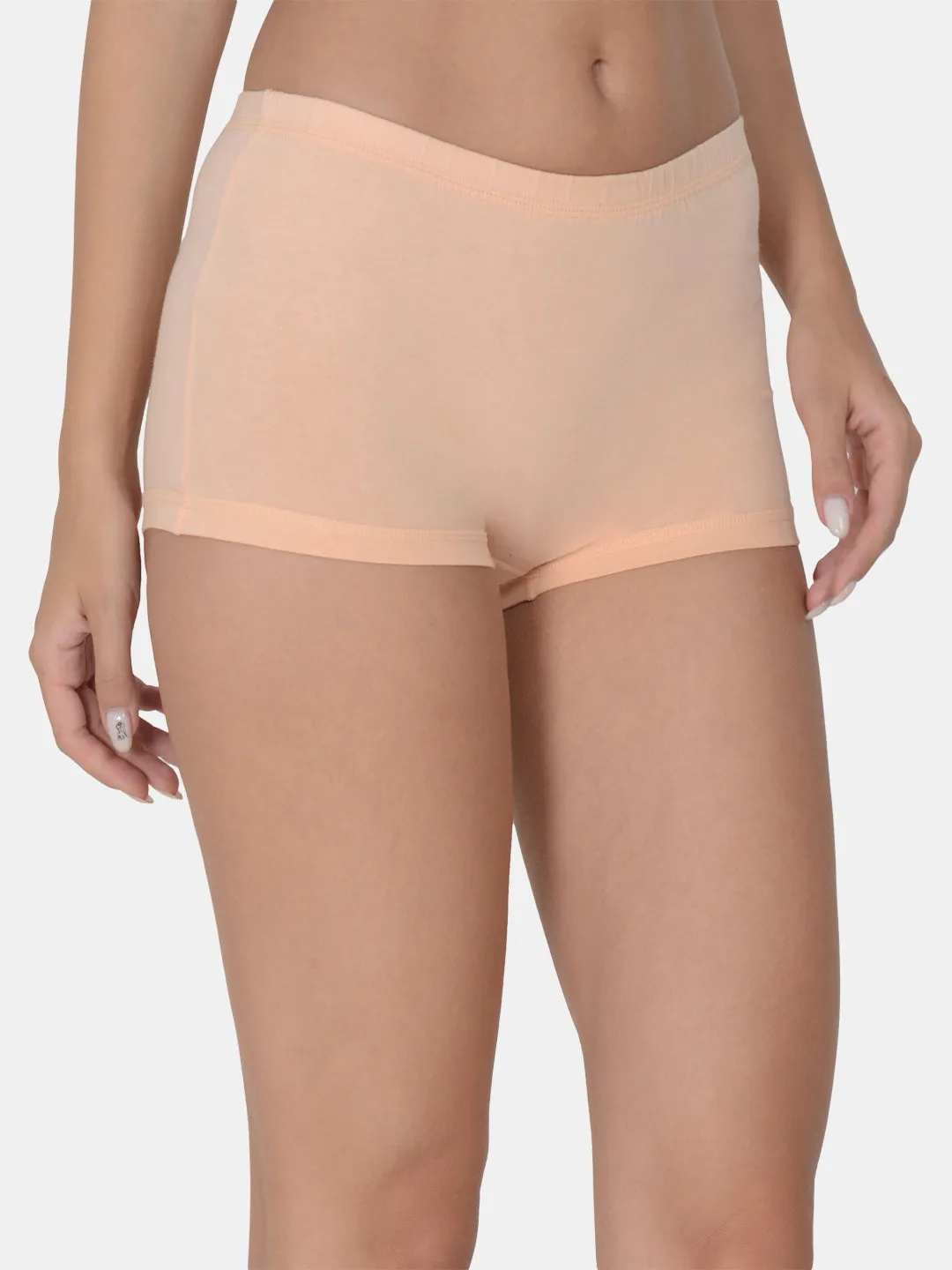 Women’s Solid Peach Mid-Rise BoyShort Brief | JOY-PCH-1 |
