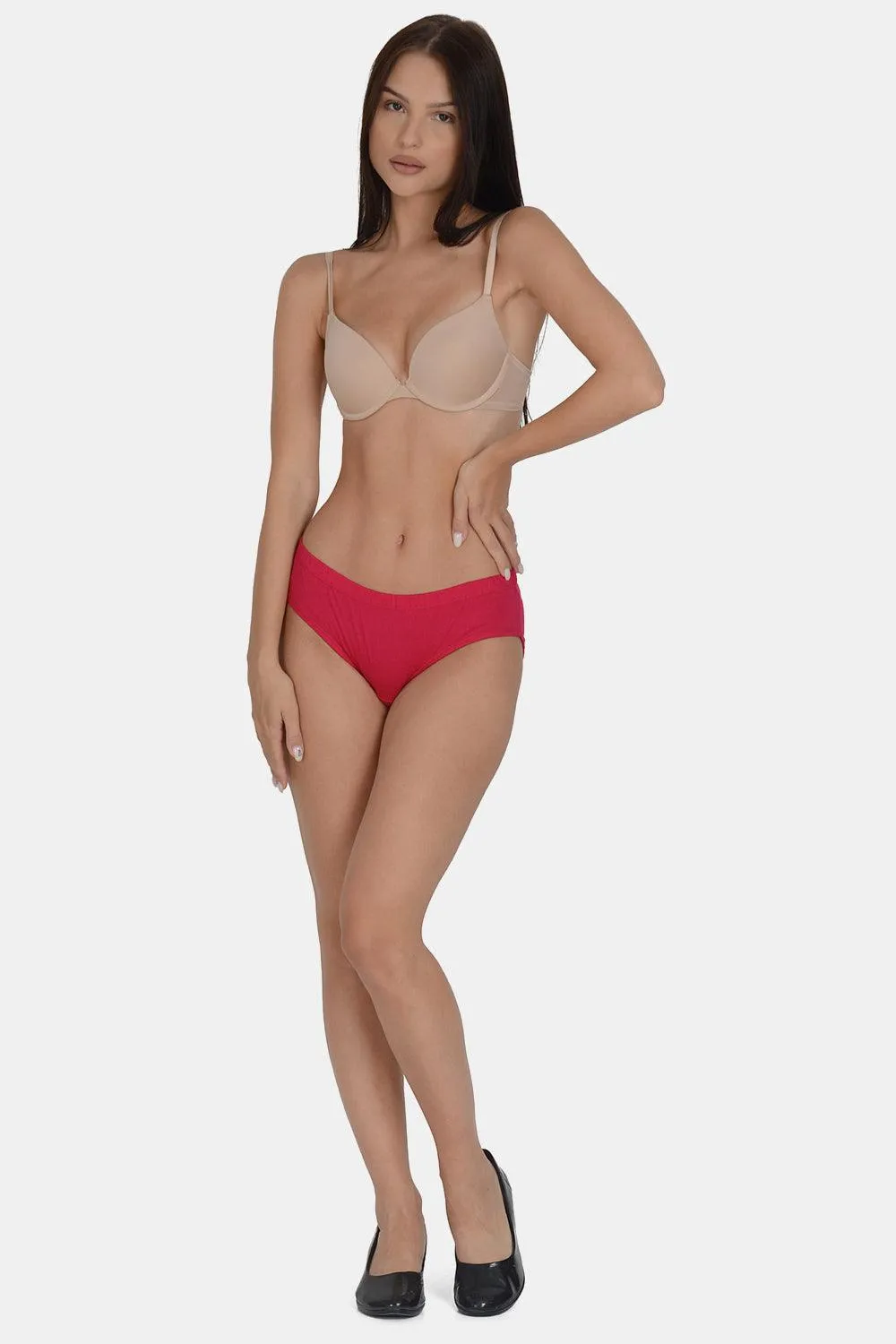 Women’s Solid Red Mid-Rise Hipster Brief | DP-100-RD-1 |